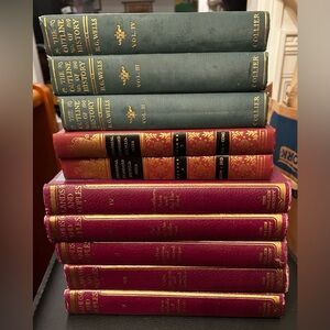 Vintage Book Collection in Green and Red